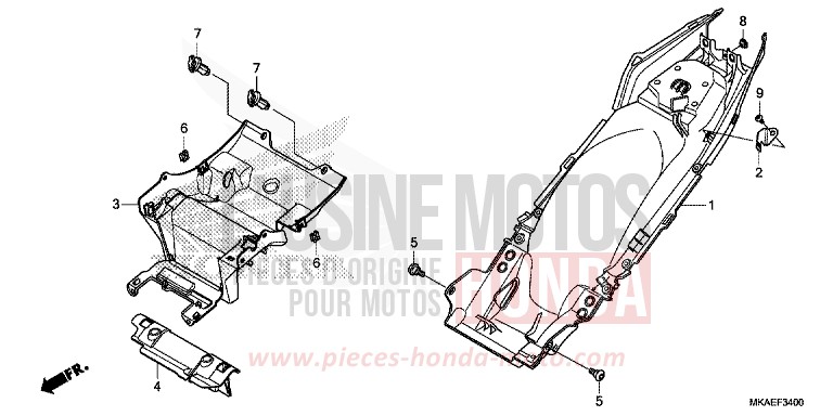 KOTFLUEGEL, HINTEN von Integra 750 MAT ALPHA SILVER METALLIC (NHB73) von 2017